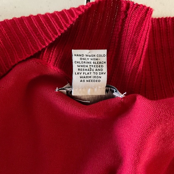Carmen Marc Valvo Open Cardigan Sweater Wine Red Zipper 3/4 Sleeves Wome… - Picture 4 of 11